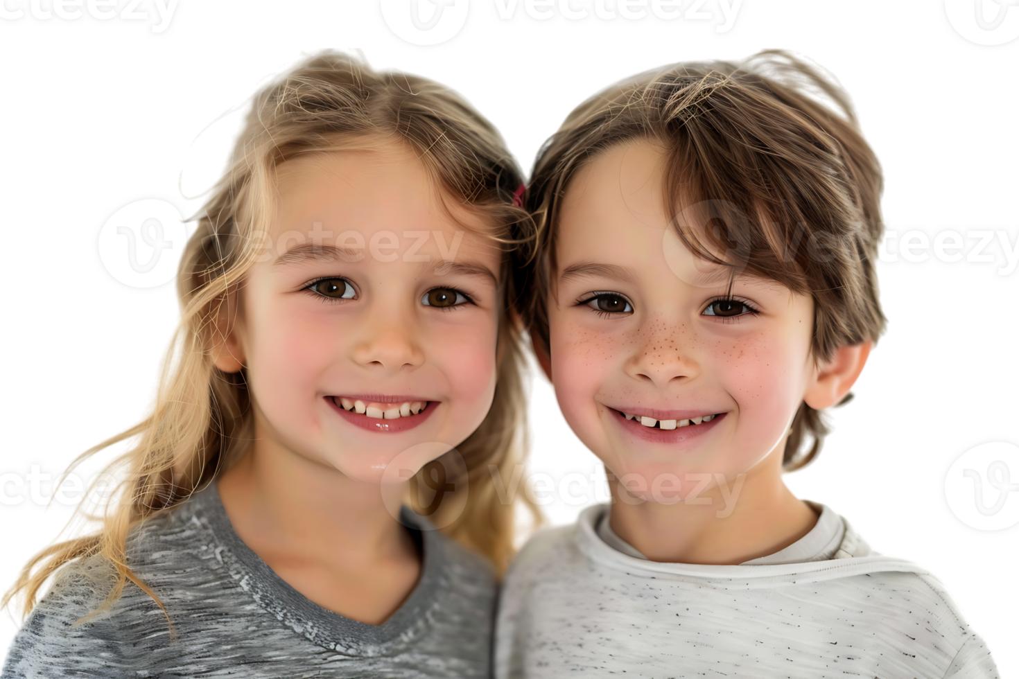 Cheerful TWO children smiling, photographed against a transparent backdrop png