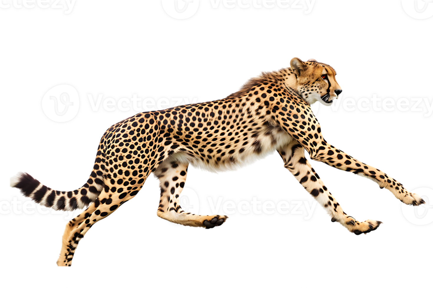Cheetah running, side view, isolated against a transparent background png