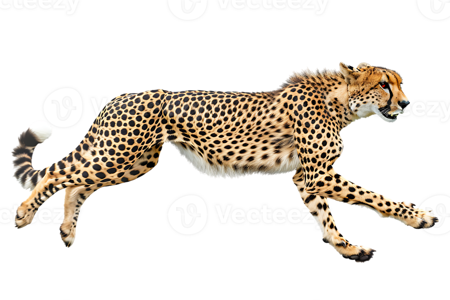 Cheetah running, side view, isolated against a transparent background png
