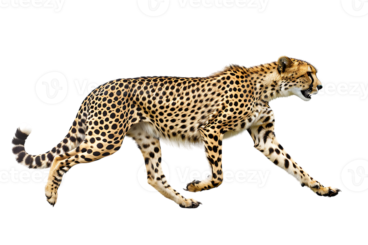 Cheetah running, side view, isolated against a transparent background png
