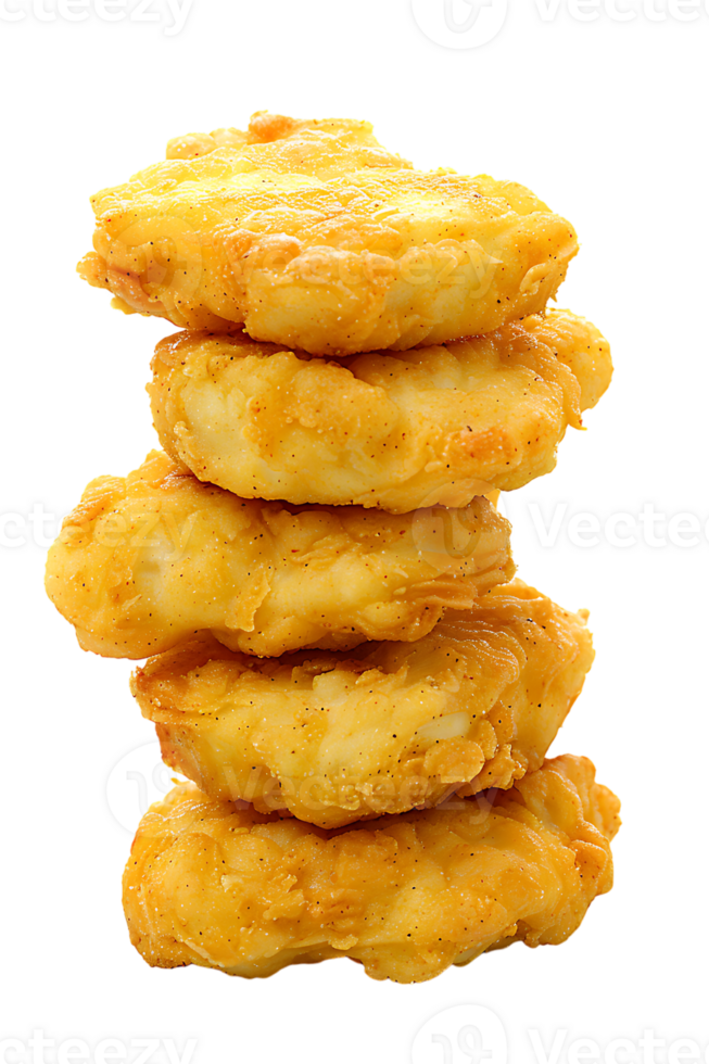 Chicken nuggets stack, isolated against a transparent background png