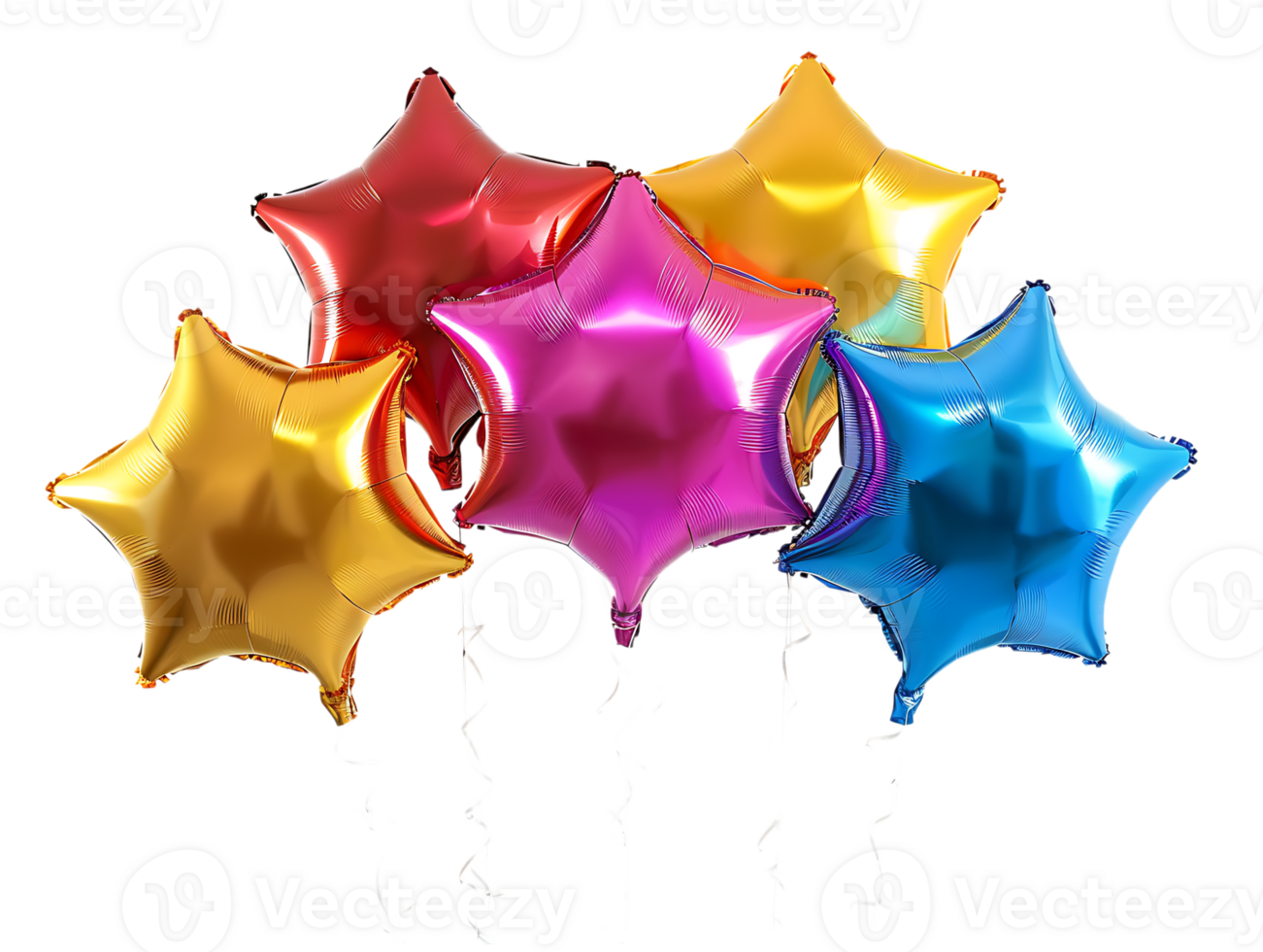 collection of star shaped balloons against a transparent background png