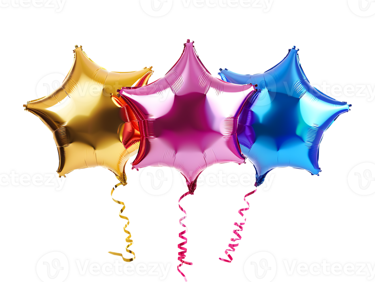 collection of star shaped balloons against a transparent background png