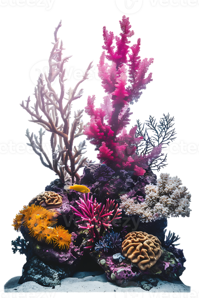 colorful coral reef isolated against a transparent background png