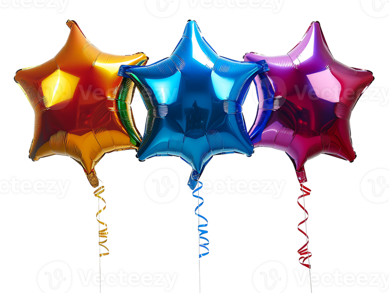 collection of star shaped balloons against a transparent background png