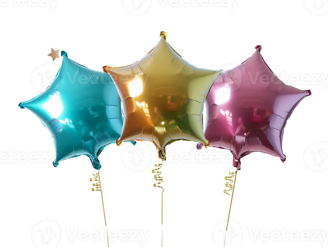 collection of star shaped balloons against a transparent background png