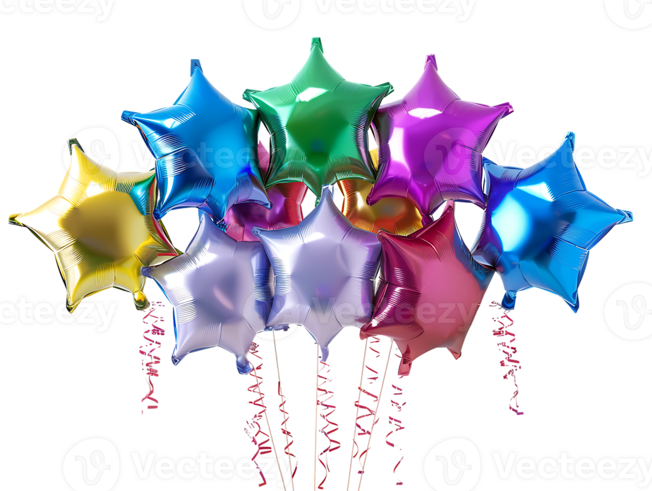 collection of star shaped balloons against a transparent background png