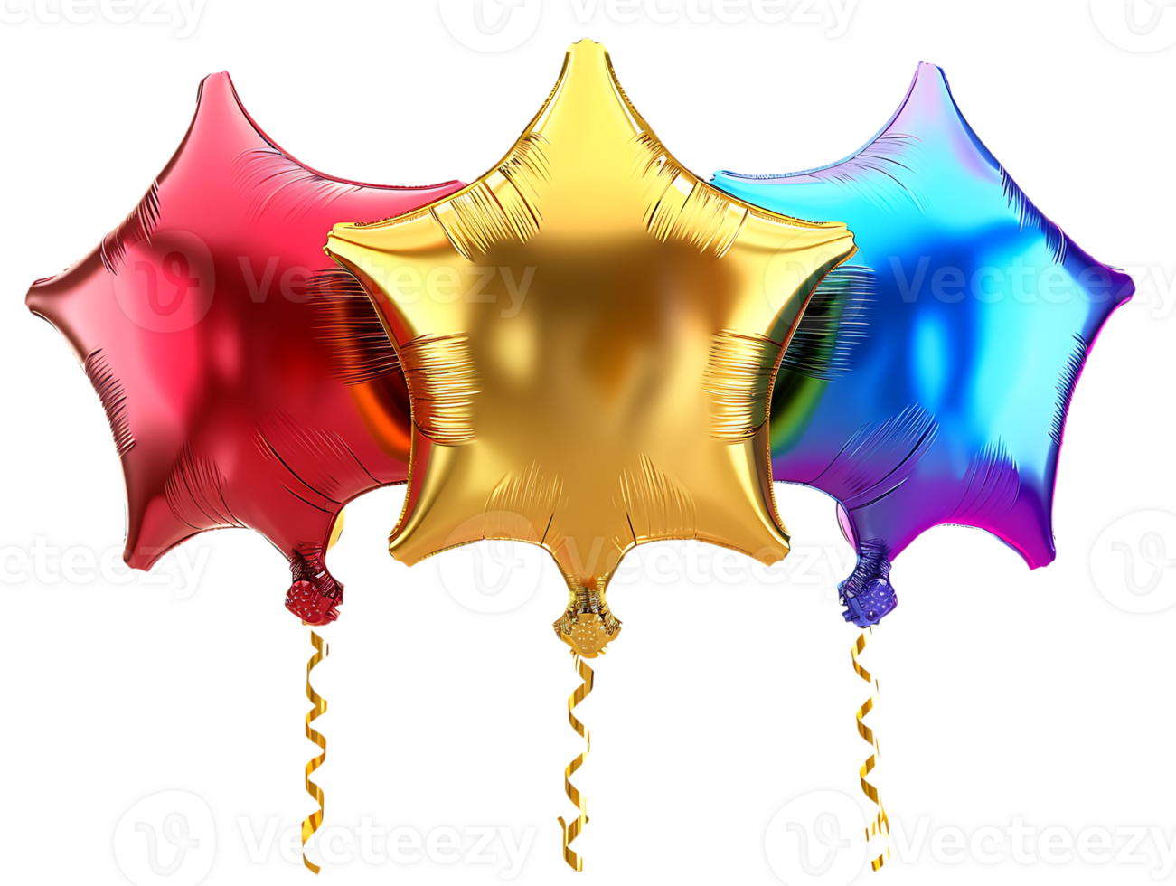 collection of star shaped balloons against a transparent background png