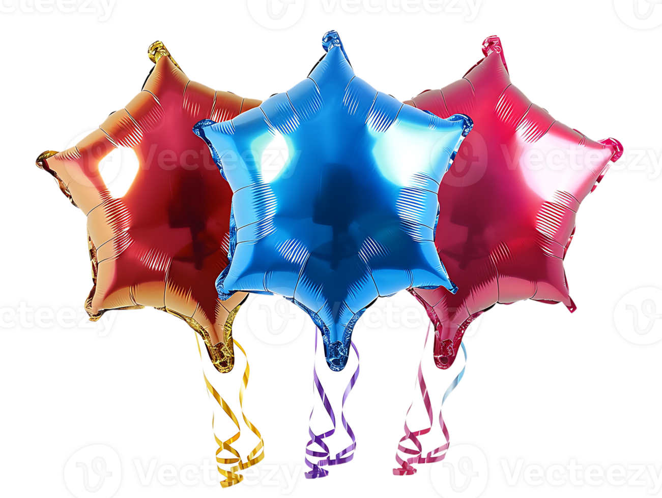 collection of star shaped balloons against a transparent background png