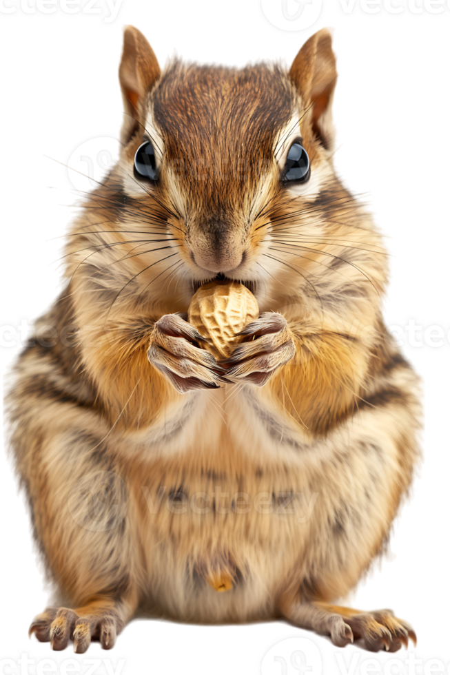 Chipmunk eating a peanut, isolated against a transparent background png