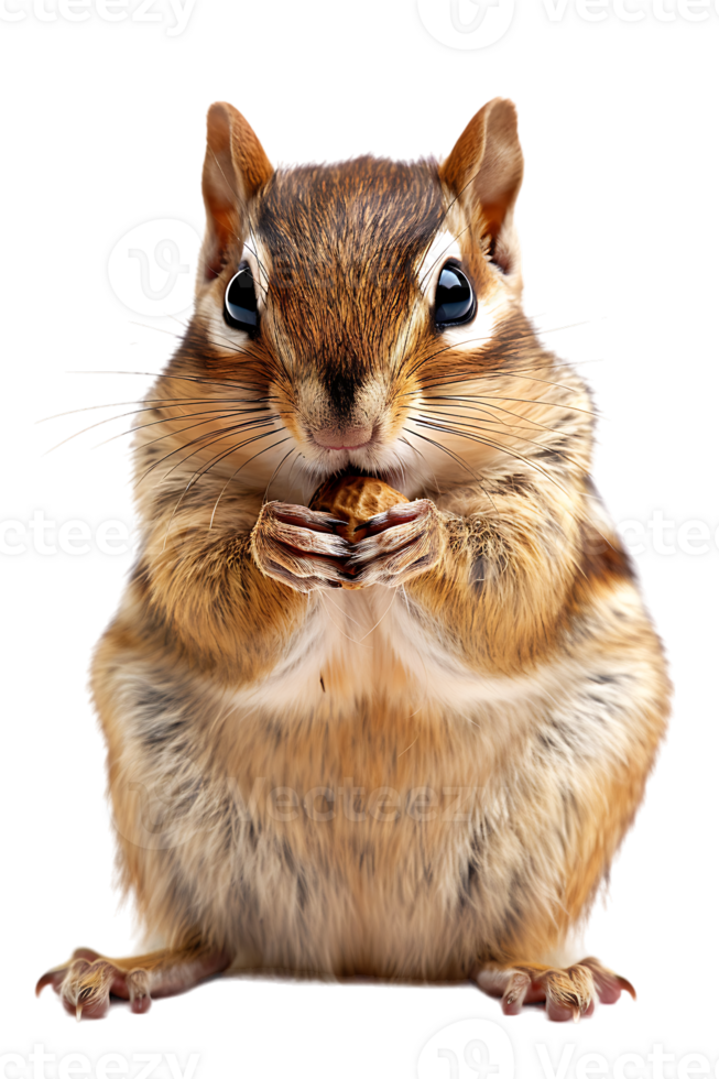 Chipmunk eating a peanut, isolated against a transparent background png