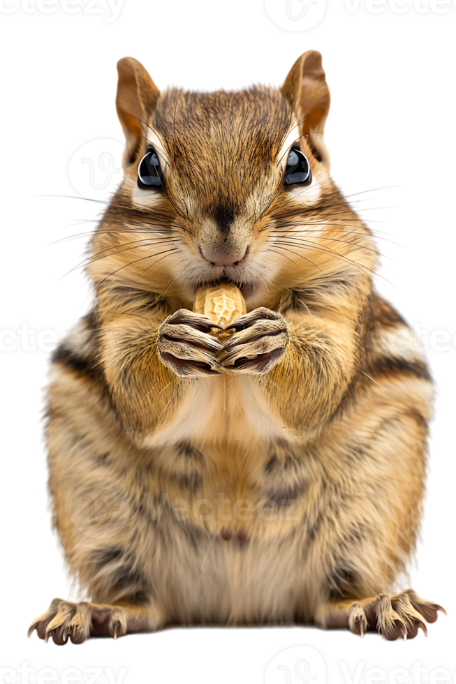 Chipmunk eating a peanut, isolated against a transparent background png