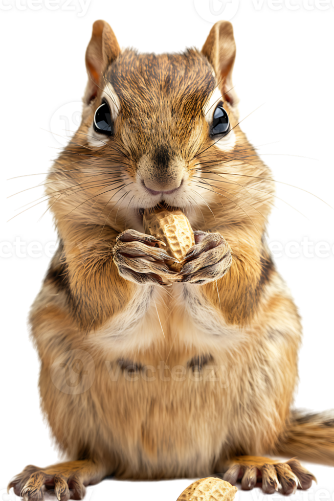 Chipmunk eating a peanut, isolated against a transparent background png