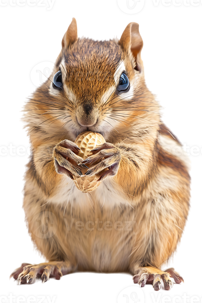 Chipmunk eating a peanut, isolated against a transparent background png