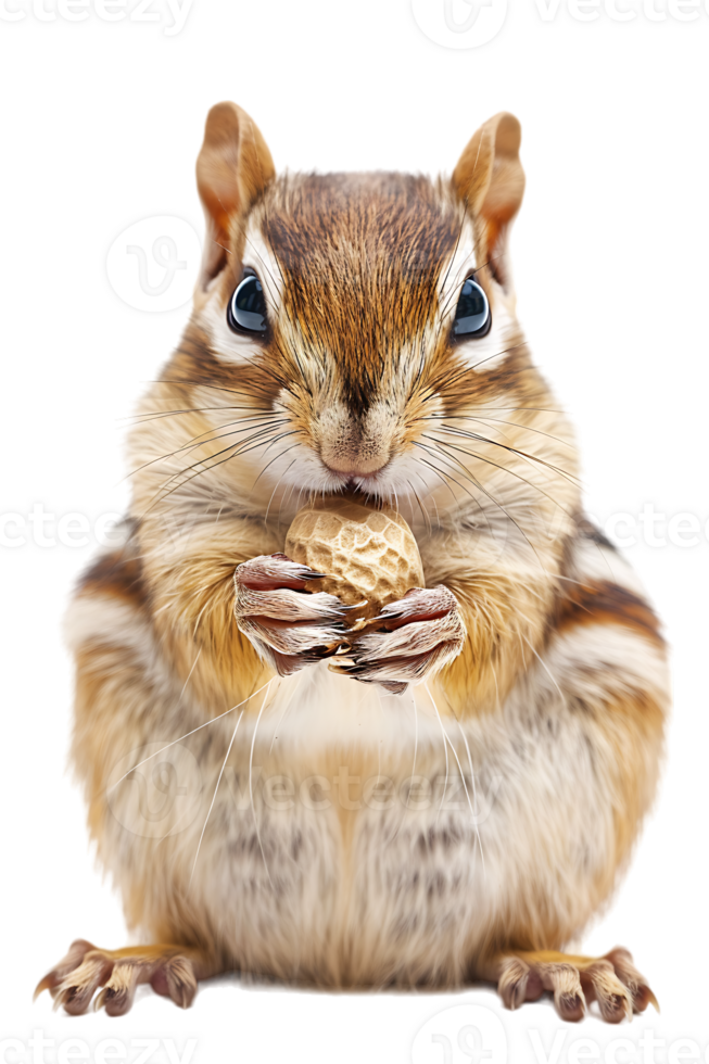 Chipmunk eating a peanut, isolated against a transparent background png