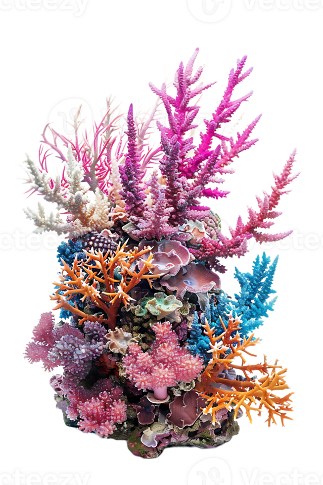 colorful coral reef isolated against a transparent background png