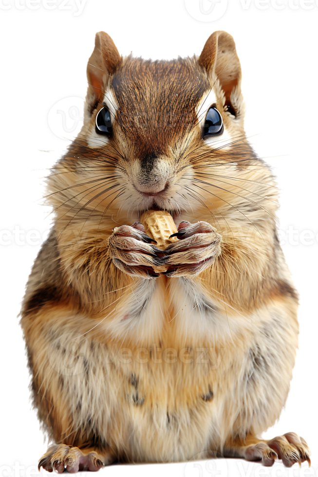 Chipmunk eating a peanut, isolated against a transparent background png