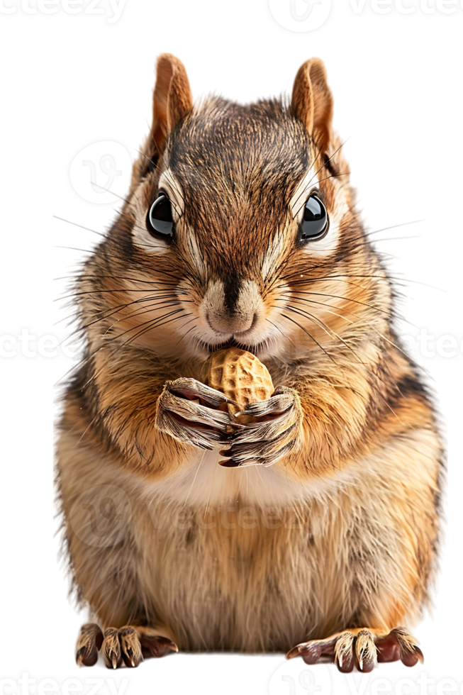 Chipmunk eating a peanut, isolated against a transparent background png