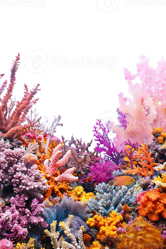 colorful coral reef isolated against a transparent background png