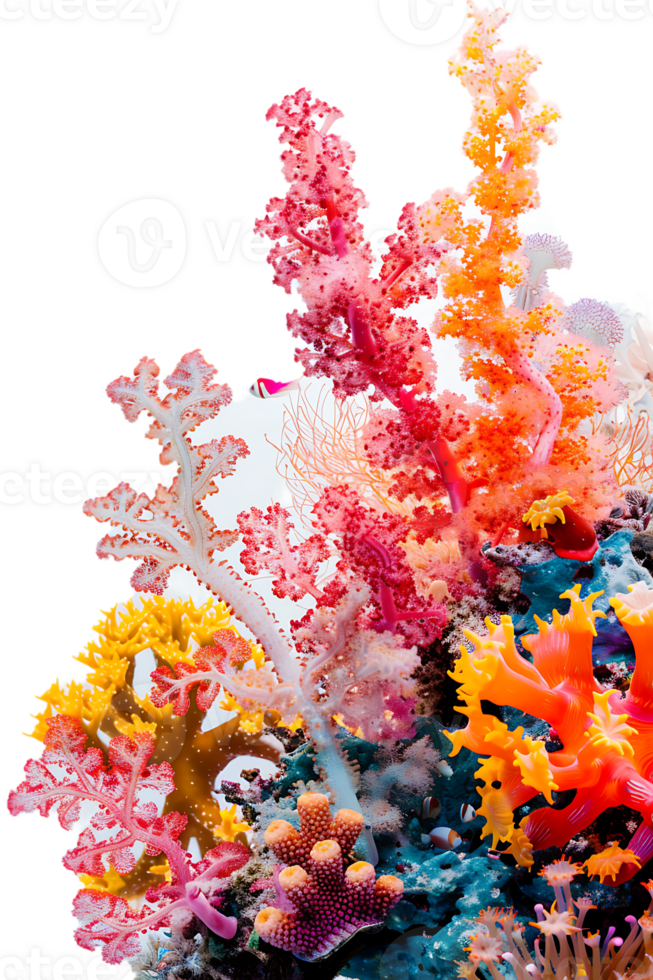 colorful coral reef isolated against a transparent background png
