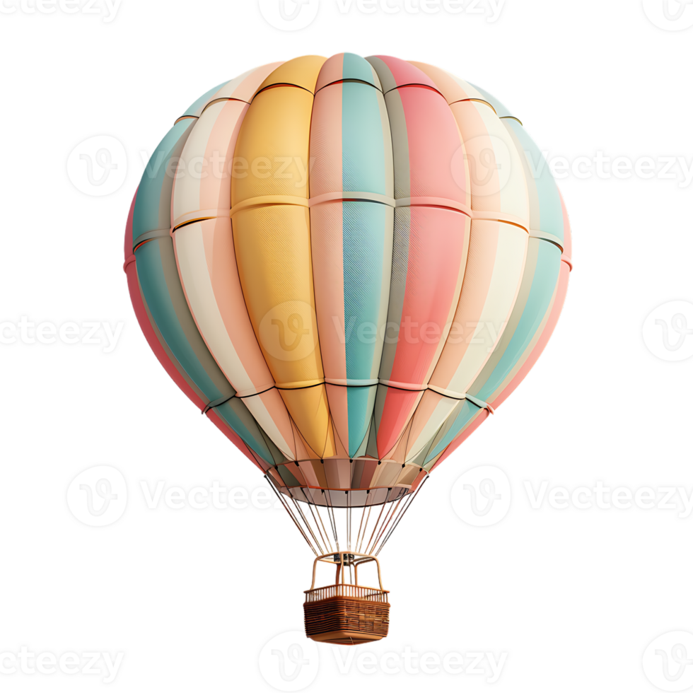 colorful hot air balloon isolated against a transparent background png