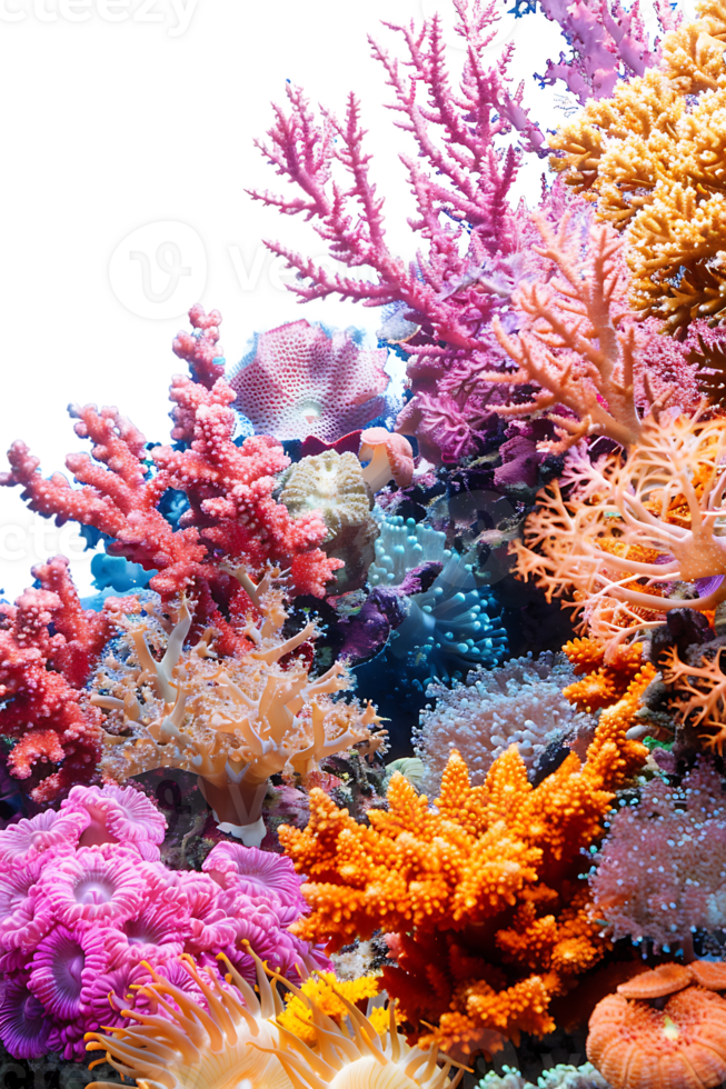 colorful coral reef isolated against a transparent background png