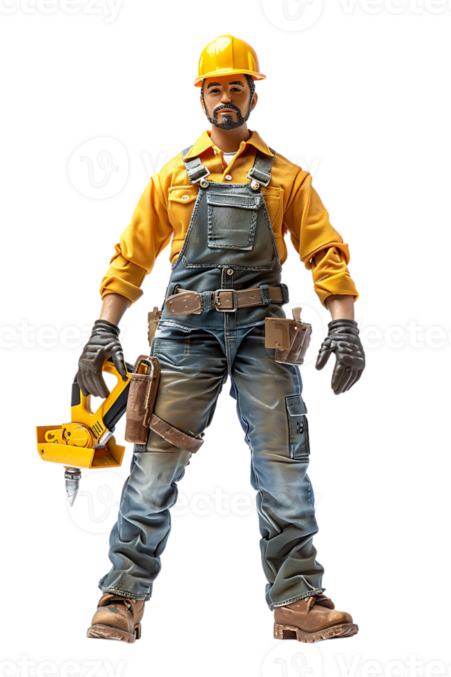 confident construction worker standing isolated against a transparent background png
