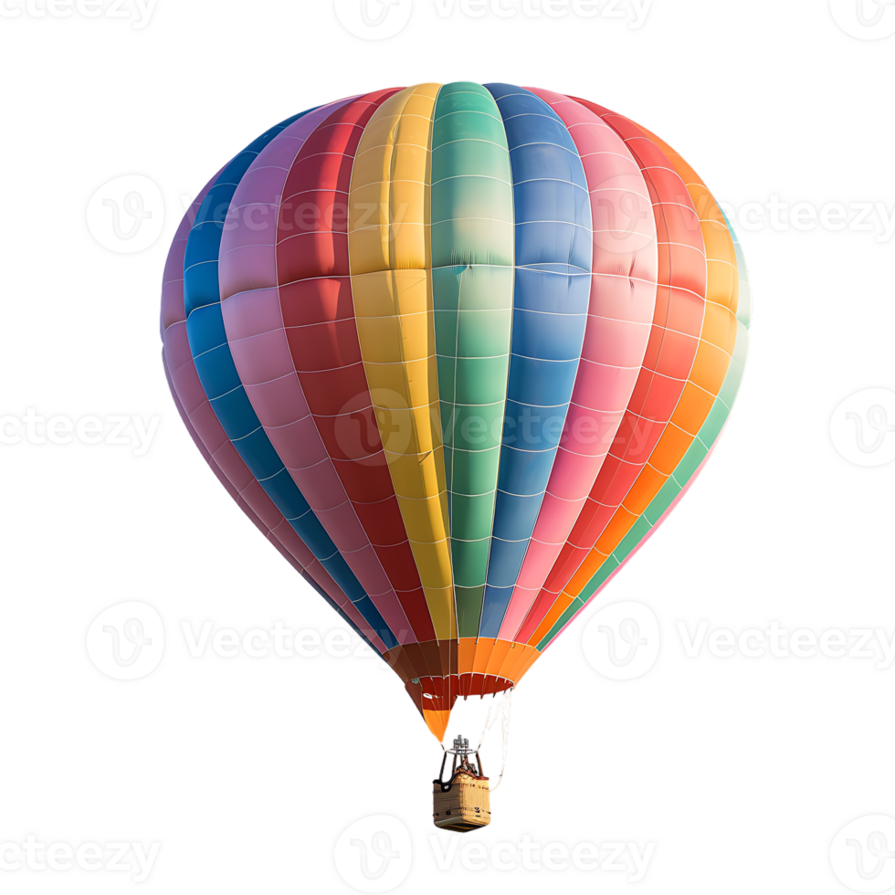 colorful hot air balloon isolated against a transparent background png