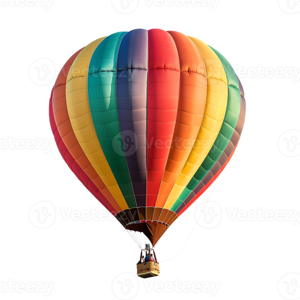 colorful hot air balloon isolated against a transparent background png