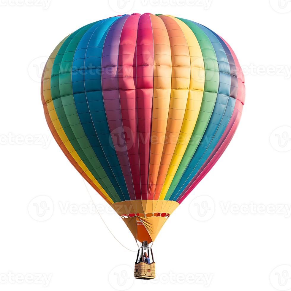 colorful hot air balloon isolated against a transparent background png