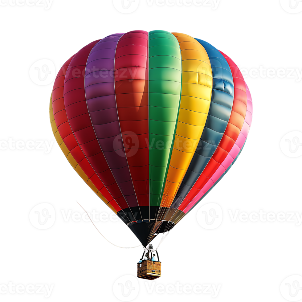 colorful hot air balloon isolated against a transparent background png