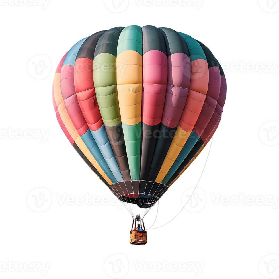 colorful hot air balloon isolated against a transparent background png