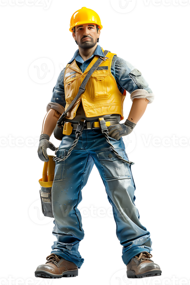 confident construction worker standing isolated against a transparent background png