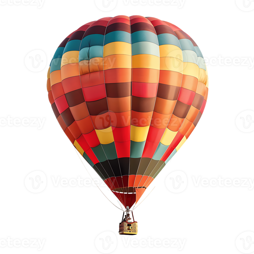 colorful hot air balloon isolated against a transparent background png