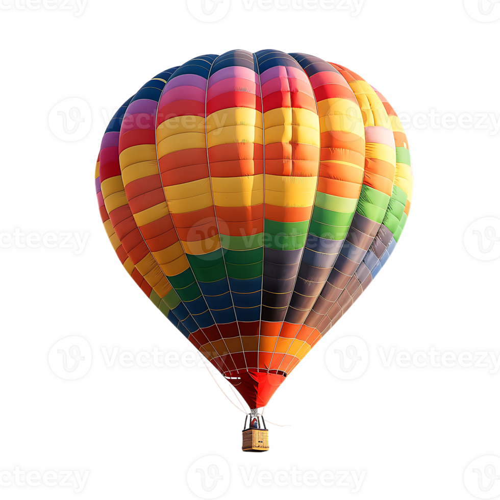 colorful hot air balloon isolated against a transparent background png