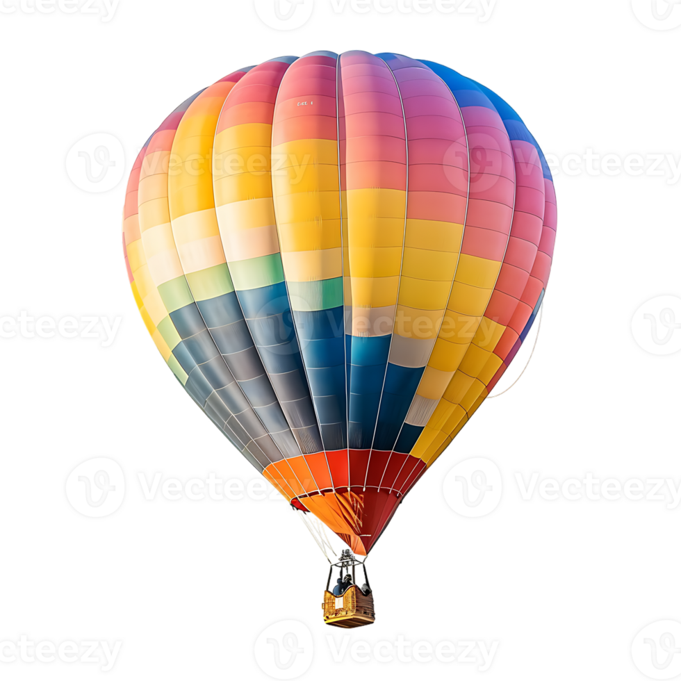 colorful hot air balloon isolated against a transparent background png