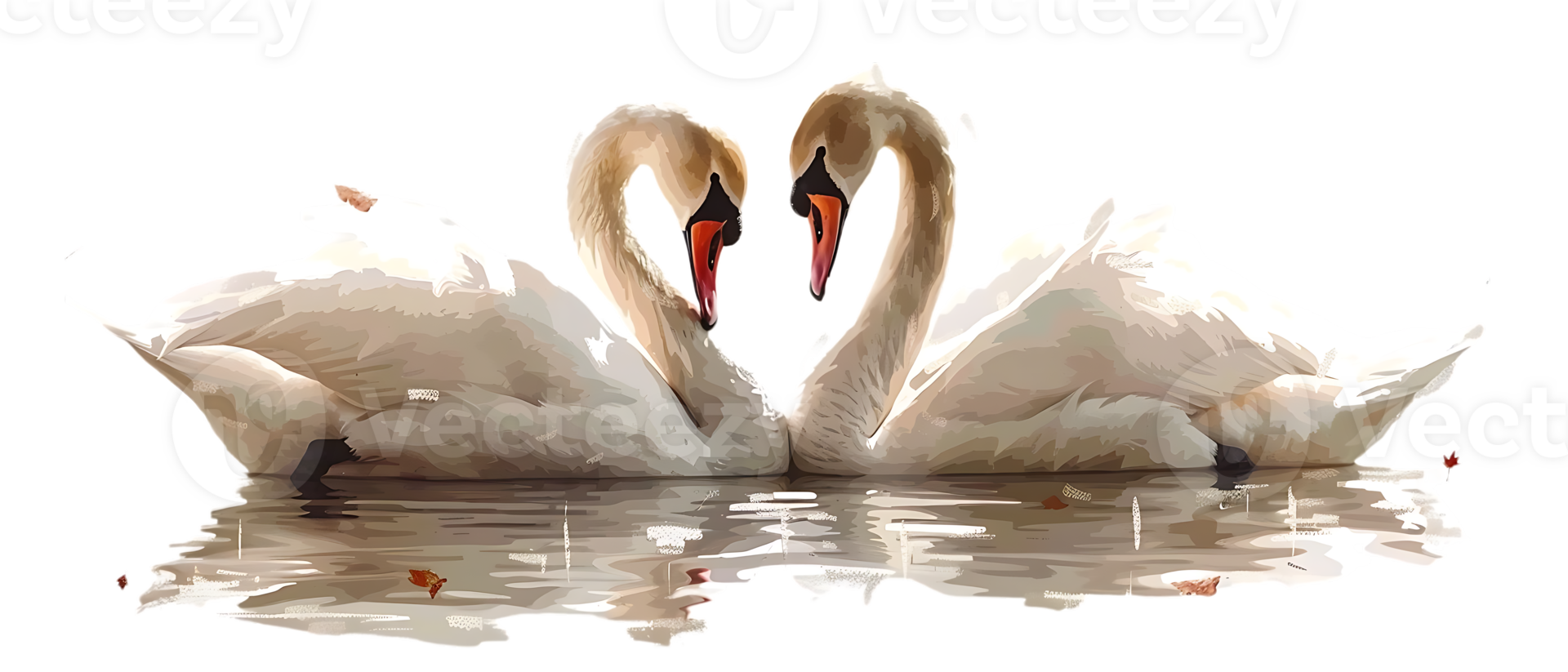 Couple of swan lovers, isolated against a transparent background png