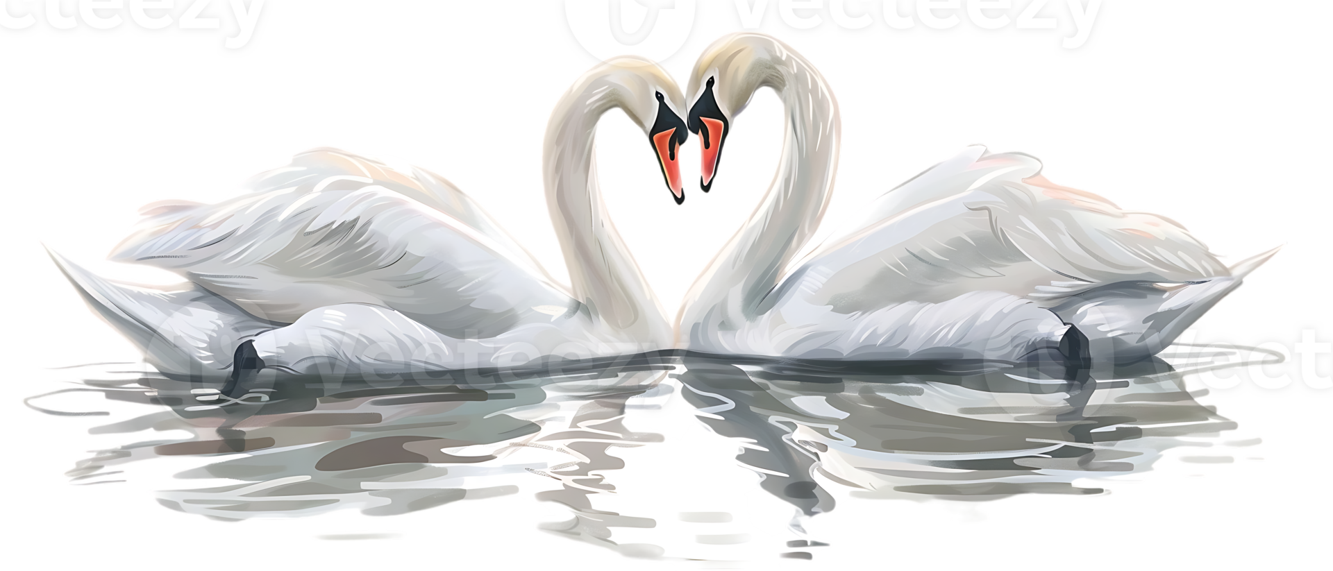 Couple of swan lovers, isolated against a transparent background png