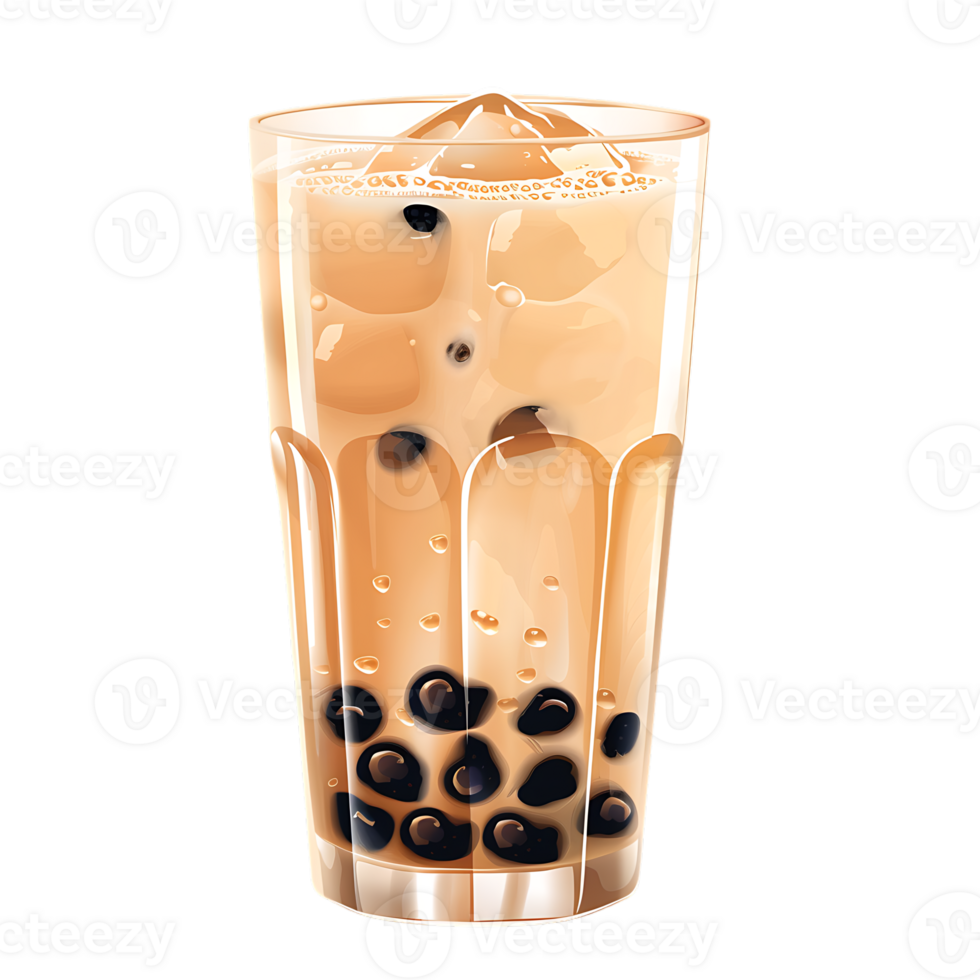 delicious bubble milk tea glass isolated against a transparent background png