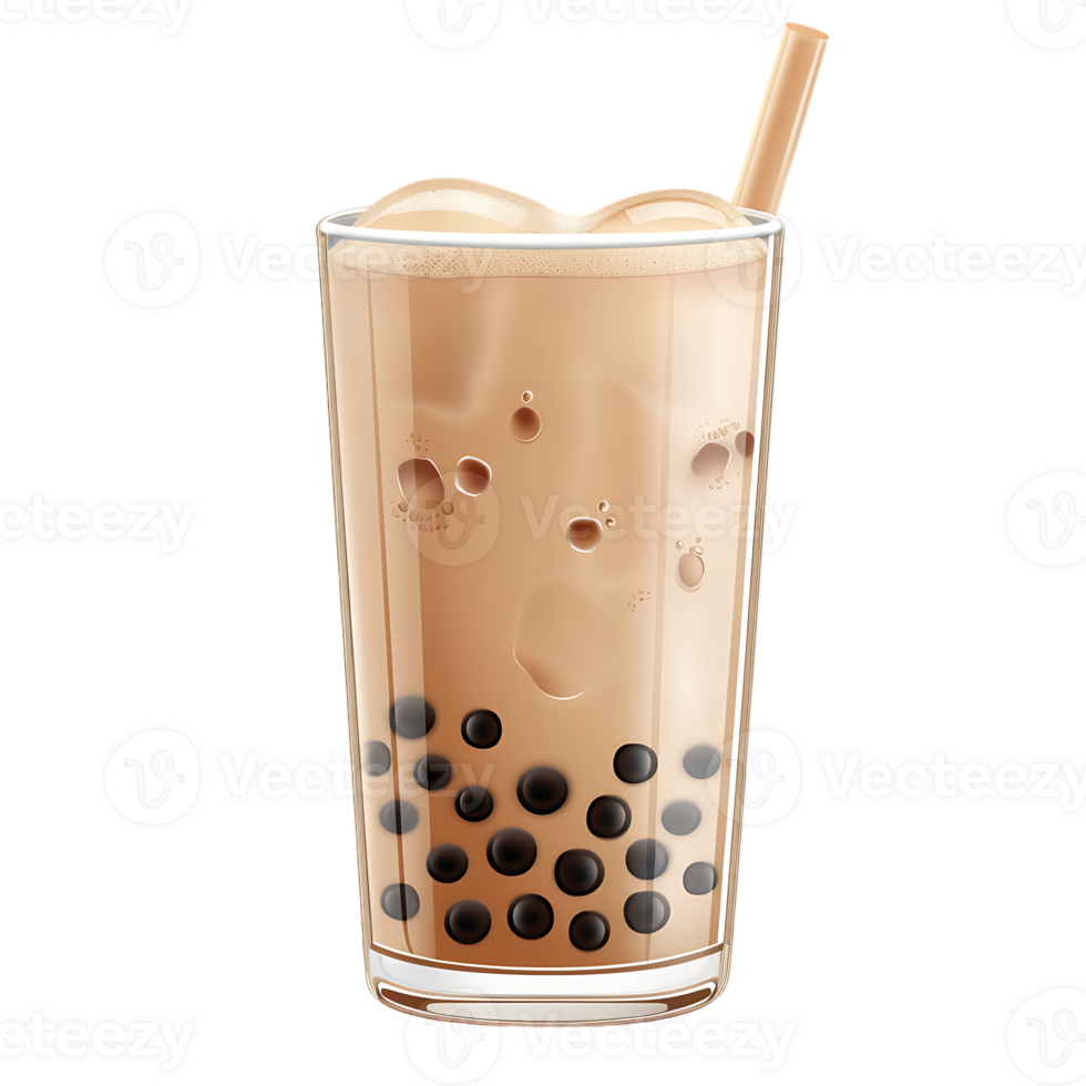 delicious bubble milk tea glass isolated against a transparent background png