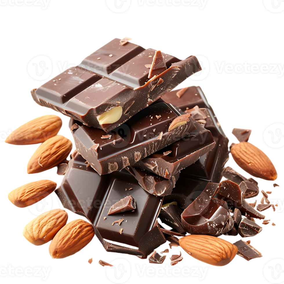 delectable chocolate and almond treat isolated against a transparent background png