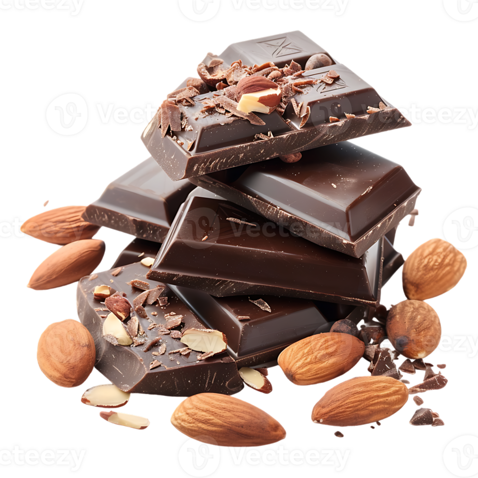 delectable chocolate and almond treat isolated against a transparent background png