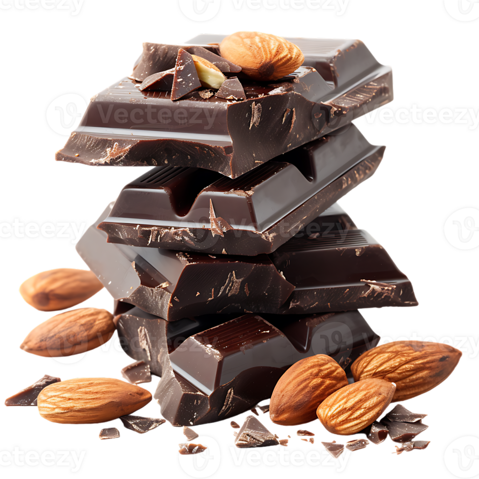 delectable chocolate and almond treat isolated against a transparent background png