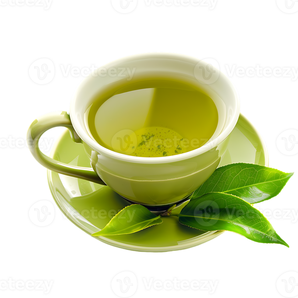 delightful cup of green tea isolated against a transparent background png