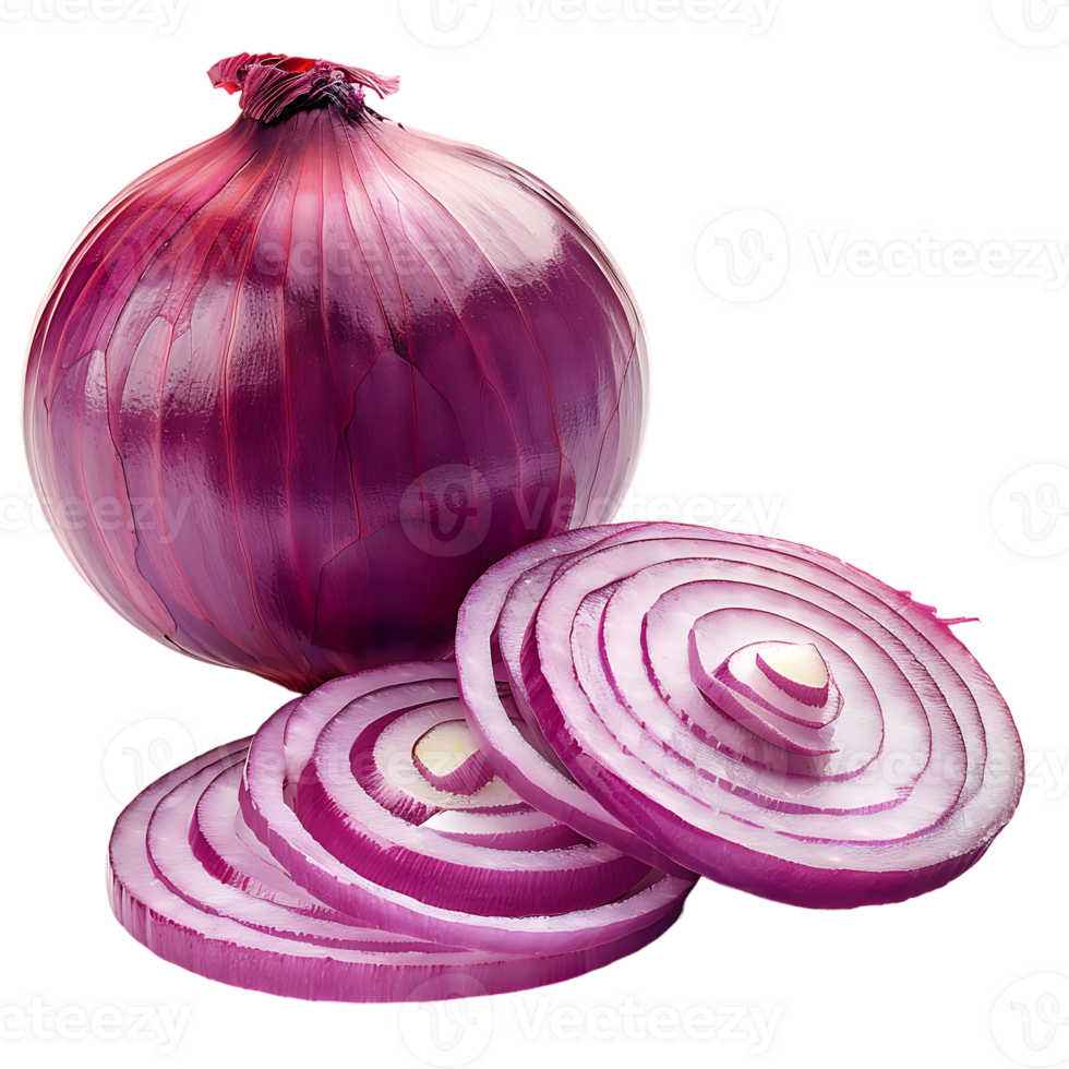 displays both whole and sliced onions, set against a transparent background png