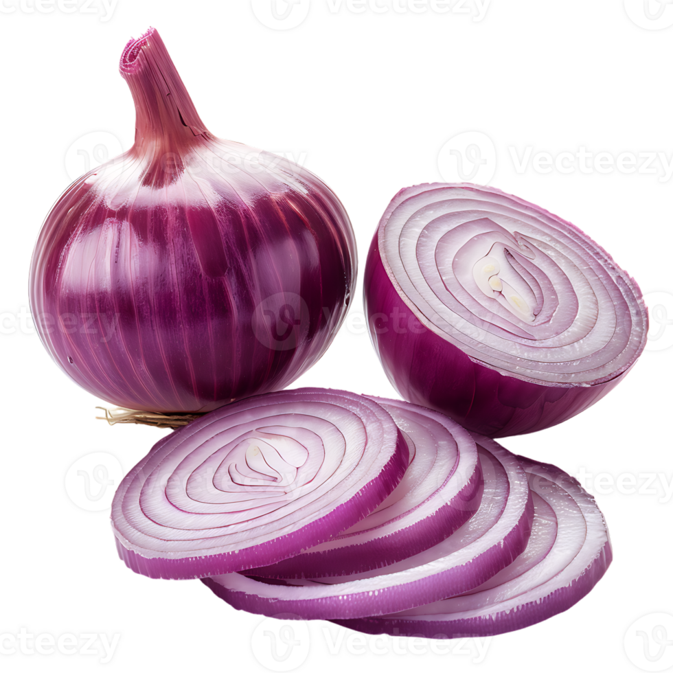displays both whole and sliced onions, set against a transparent background png