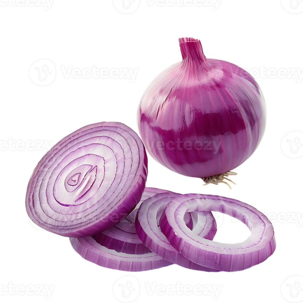 displays both whole and sliced onions, set against a transparent background png