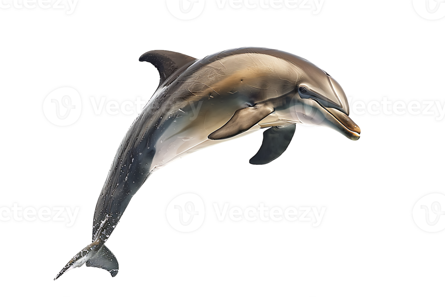 dolphin leaping out of the water, isolated against a transparent background png