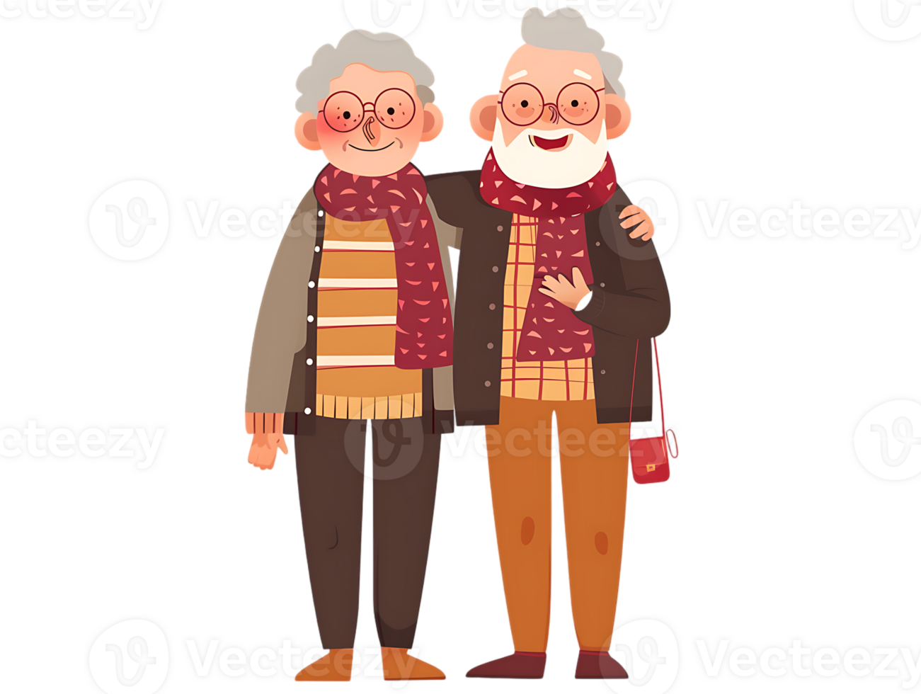 features happy grandparents, isolated against a transparent background png
