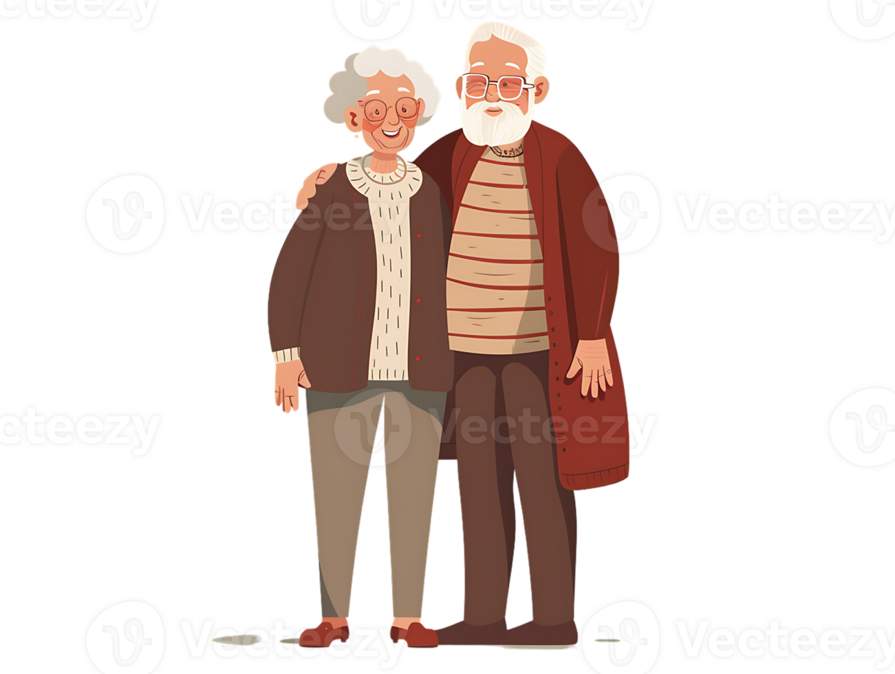 features happy grandparents, isolated against a transparent background png